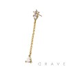 316L SURGICAL STEEL THREADLESS PUSH IN STAR TEAR DROP CHAIN CZ TOP PART